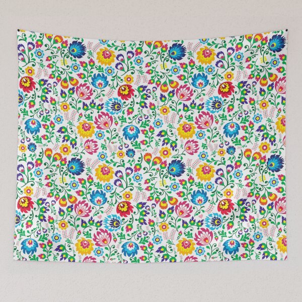 Item preview, Folk art Allover Floral and Leaves designed and sold by Cedarrue.