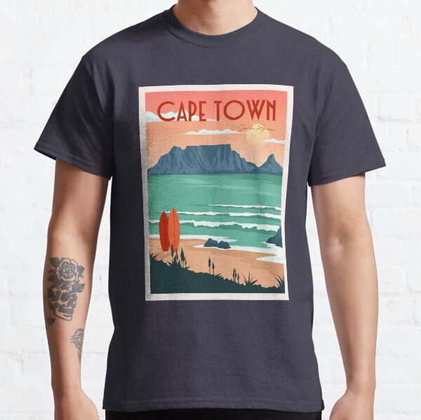 Table mountain view in cape town south africa vintage art Classic T-Shirt