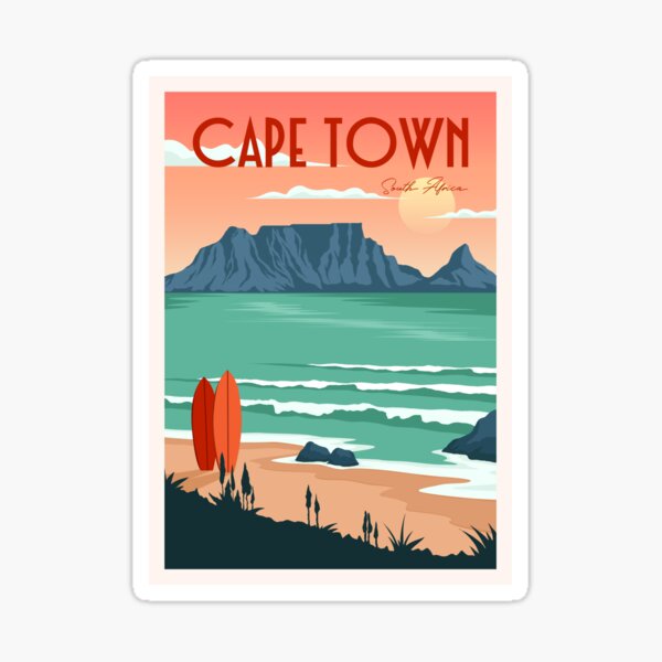 Table mountain view in cape town south africa vintage art Sticker