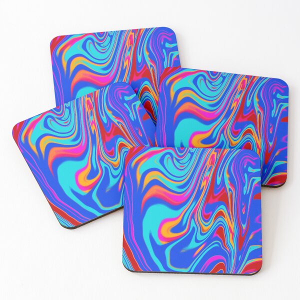 Item preview, Psychedelic Tie-Dye inspired pattern - Blue, Cyan, Red, Fuschia, Orange designed and sold by davidhydefierce.