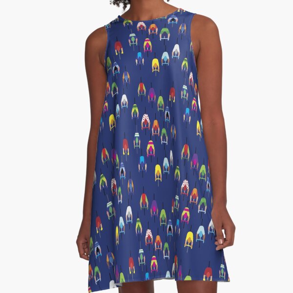 The peloton – a large group of cyclists – navy blue A-Line Dress
