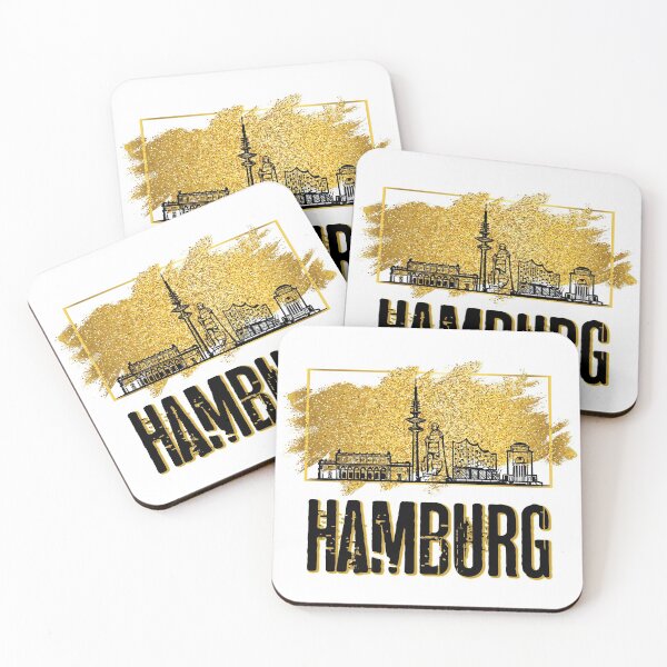 Item preview, Hamburg Germany Germany city skyline gold designed and sold by BullDesignsShop.