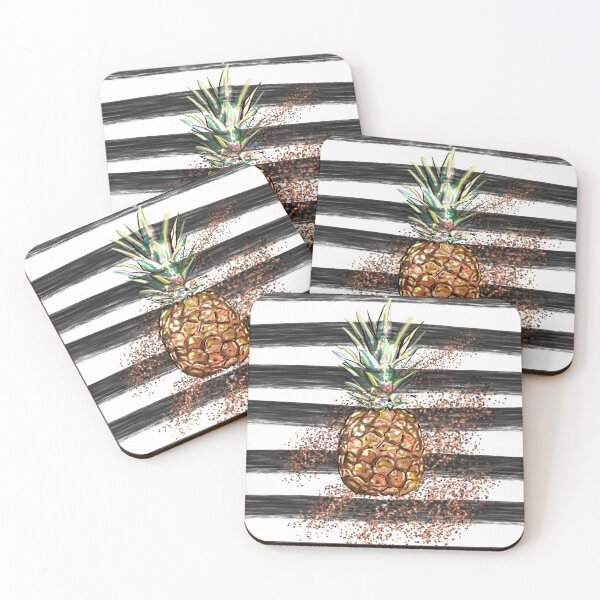 Item preview, GOLDEN PINEAPPLE WITH BLACK BRUSH STROKES designed and sold by Dilerte.