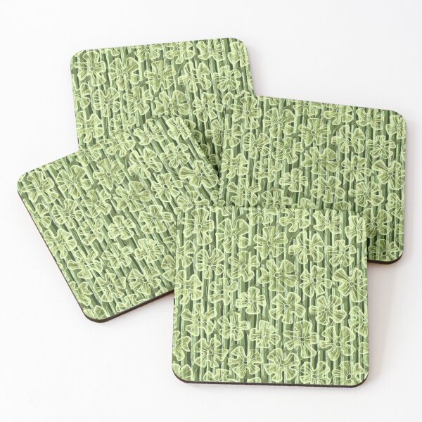 Item preview,  Twigs with green leaves and abstract transparent light yellow flowers designed and sold by IrinaIkar.