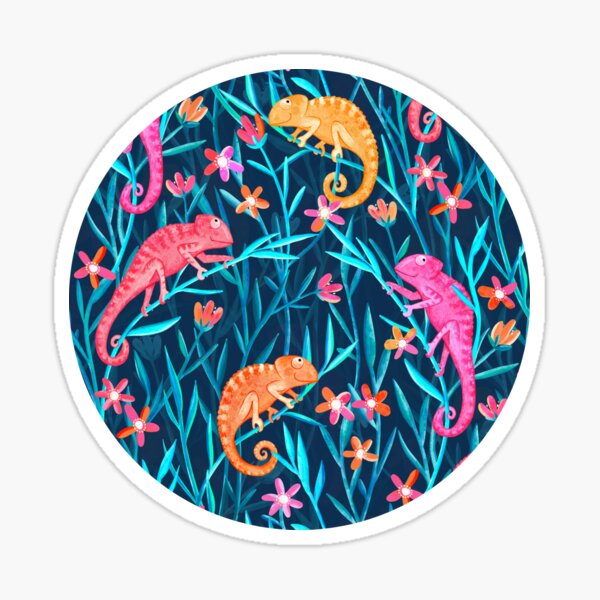 Colorful Chameleons in the Wild Grass Sticker