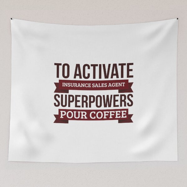 Aperçu de l'œuvre Cadeau d'agent de vente d'assurance, pour activer l'agent de vente d'assurance superpuissances pour le café, cadeau pour l'agent de vente d'assurance cadeau drôle de tasse de patron de collègue créée et vendue par Orange Pieces.