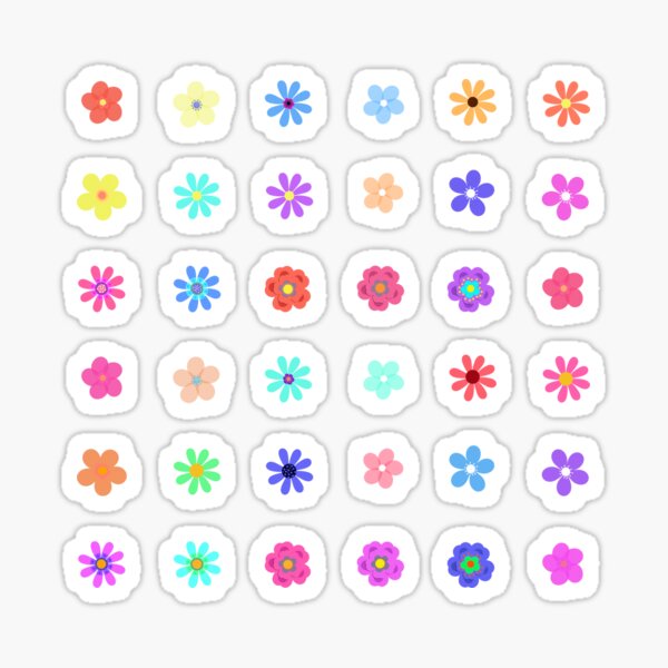 Pretty Tiny Flowers No Borders by Cherie's Art Shop (c)2021 Sticker