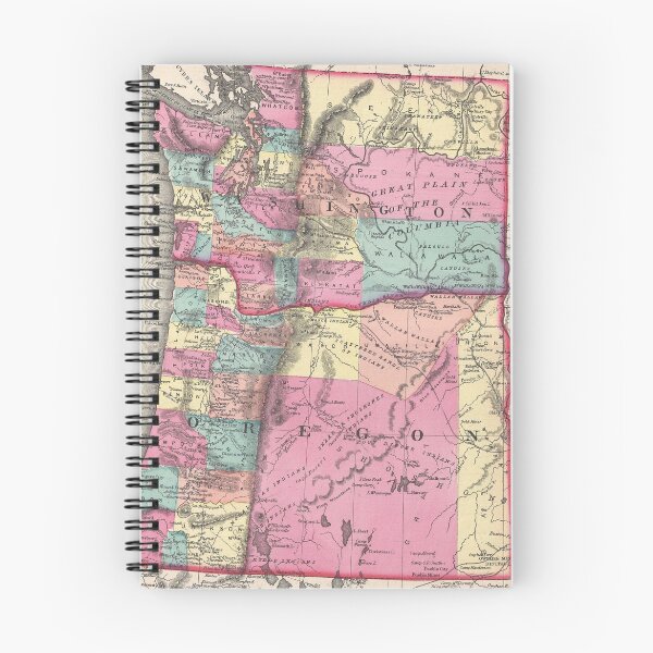 Item preview, Vintage Map of Washington and Oregon (1872) designed and sold by BravuraMedia.