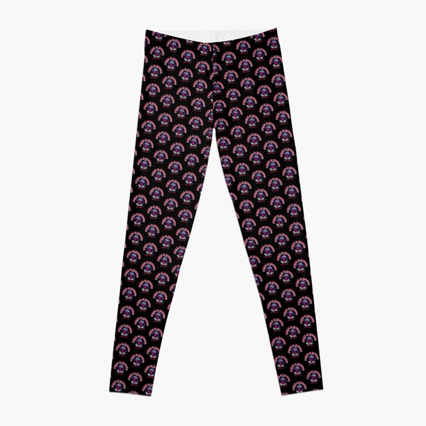 Rise and Grind, Repeat Motivational Vintage Style Walking Crow in Red & Blue textured design Leggings
