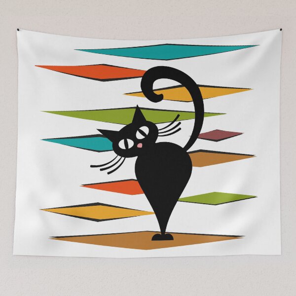 Item preview, Mid Century black cat design designed and sold by BattaAnastasia.