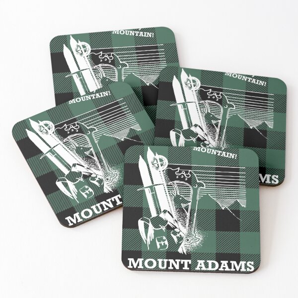 Item preview, Mount Adams 12776 ft 3743 m - Cascade Range National Park Washington Mountaineering Hiking Poster - Climb Every Mountain - Forest Green Buffalo Plaid Background designed and sold by Vintage-TM.