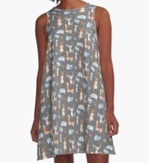 Woodland Creatures Collage A-Line Dress