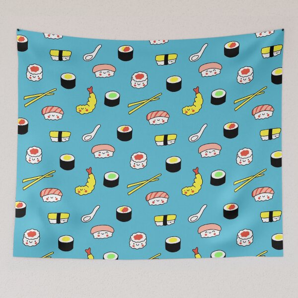 Item preview, Kawaii Sushi Pattern (blue) designed and sold by Design Minds Boutique.