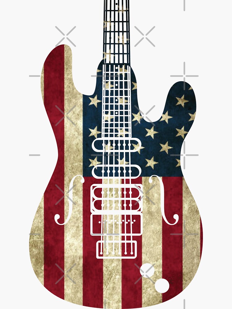 "American Flag Guitar" Sticker for Sale by Scubedesign Redbubble