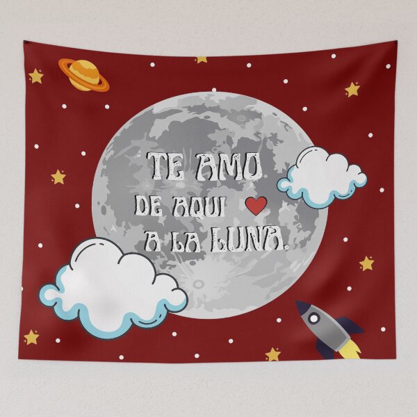 Item preview, Moon love with stars, clouds, rocket and Saturn.  designed and sold by Ismar0904.