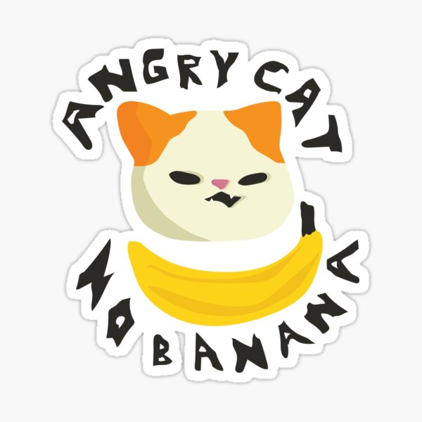 Angry cat no banana meme calico kitty hate yellow fruit - Angry