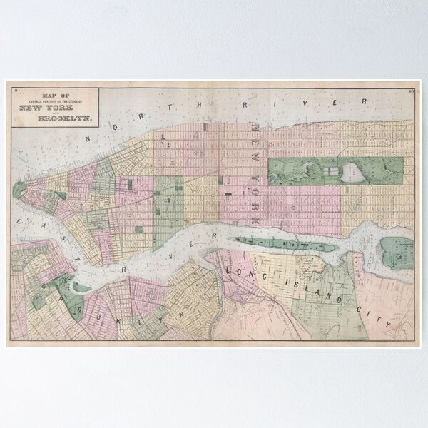 Item preview, Vintage Map of New York City (1873) designed and sold by BravuraMedia.