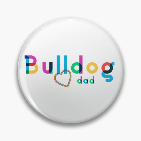 Aperçu de l'œuvre Bulldog Dad Rainbow lettrage - Design moderne - Accent coeur créée et vendue par 8PawsStudio.