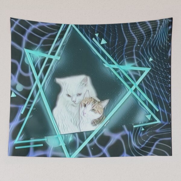 Item preview, vaporwave digital portrait of my cats designed and sold by Cyberomiz.