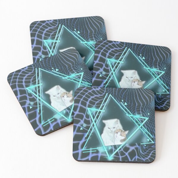 Item preview, vaporwave digital portrait of my cats designed and sold by Cyberomiz.