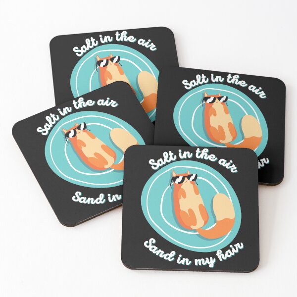 Item preview, Salt in the Air Sand in my Hair - Cat with sunglasses (white text) designed and sold by CaitU.