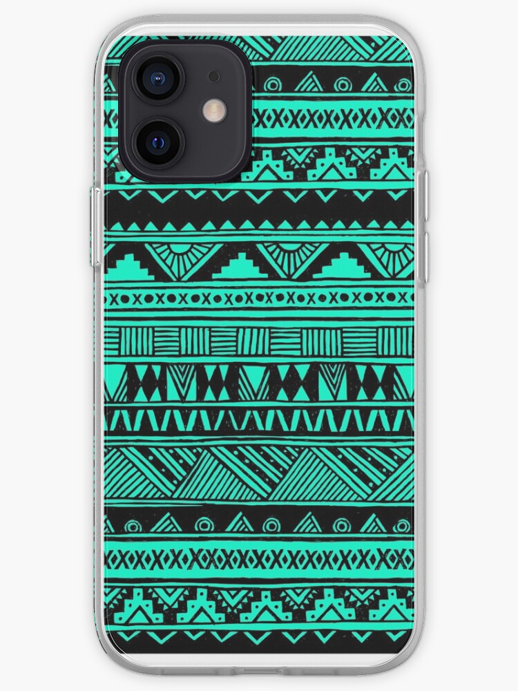 Schwarzes Mint Turkis Niedliches Girly Stadtisches Stammes Aztekisches Anden Abstraktes Geometrisches Muster Iphone Hulle Cover Von Hyakume Redbubble