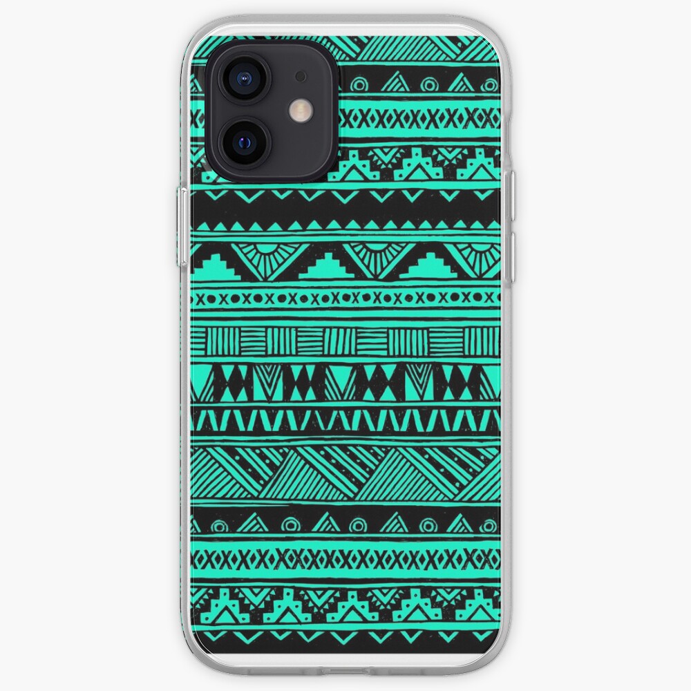 Schwarzes Mint Turkis Niedliches Girly Stadtisches Stammes Aztekisches Anden Abstraktes Geometrisches Muster Iphone Hulle Cover Von Hyakume Redbubble