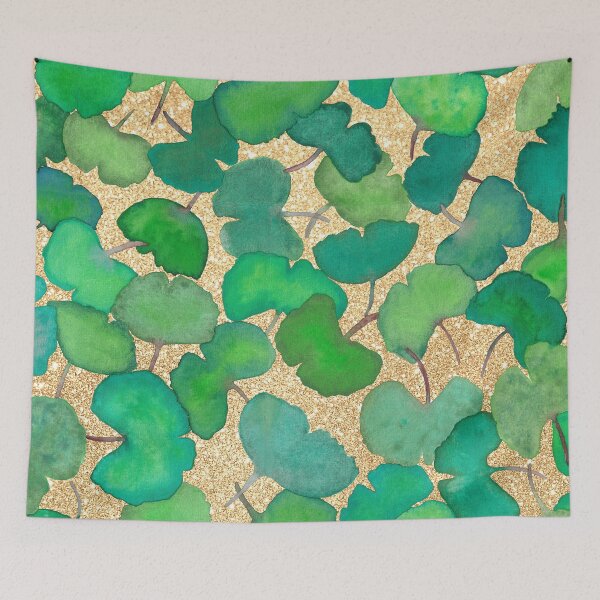 Item preview, Ginkgo leaves in Watercolor with Gold Background designed and sold by nabeArtist.