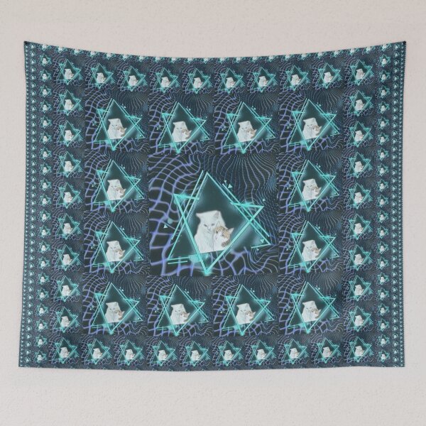 Item preview, pattern of vaporwave cats designed and sold by Cyberomiz.