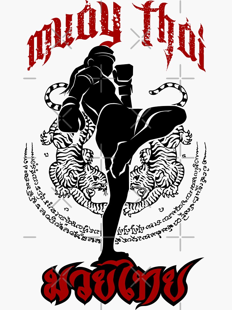 "muay thai kick thailand martial art sport logo badge sticker shirt