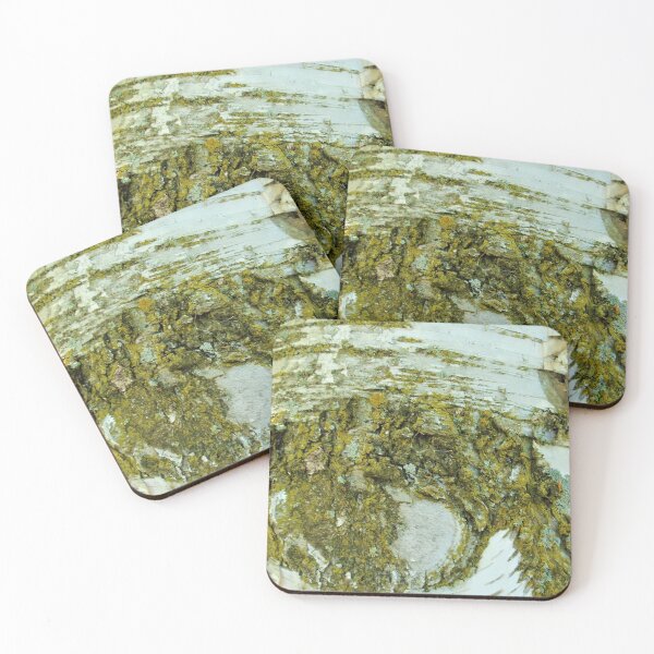Item preview, Birch Tree Bark And Moss Photo Fabric Pattern Vertical designed and sold by H3designs.