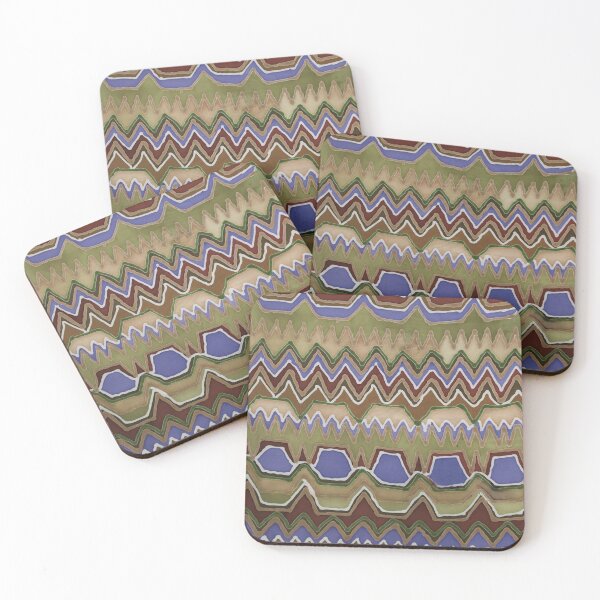 Artikelvorschau, Oliv, Blau und Braun Chevron Batikstreifen entworfen und verkauft von Leslie Rogers Todder.