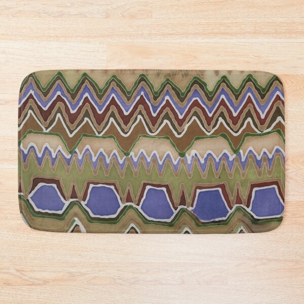 Item preview, Olive, Blue and Brown Chevron Batik Stripe designed and sold by Leslie Rogers Todder.
