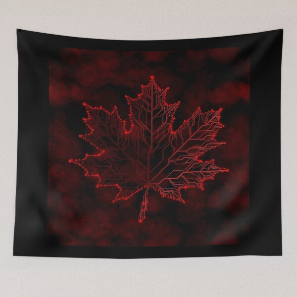 Item preview, red circuit board tech maple Leaf designed and sold by jc007.