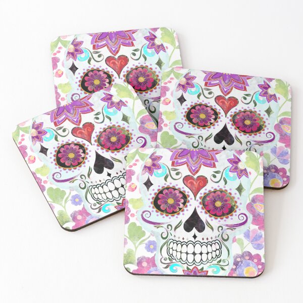 Item preview, Watercolour floral skull designed and sold by BooPooBeeDooArt.