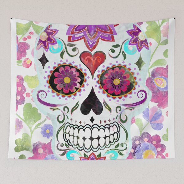 Item preview, Watercolour floral skull designed and sold by BooPooBeeDooArt.