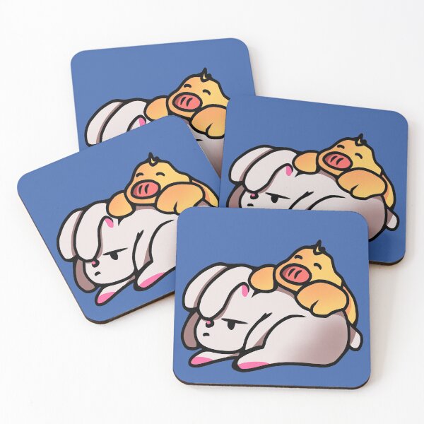 Item preview, cute bunny rabbit and duck friends designed and sold by introvertcafe.
