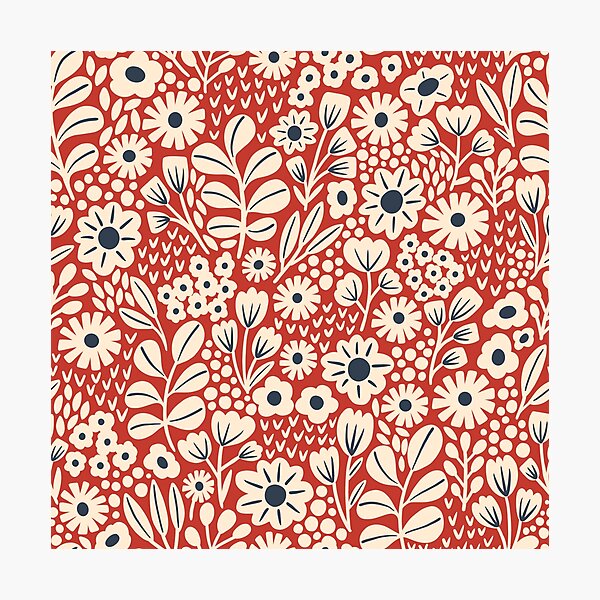 Aperçu de l'œuvre Jardin des papillons - rouge, blanc et bleu créée et vendue par Trine Tollefsen.