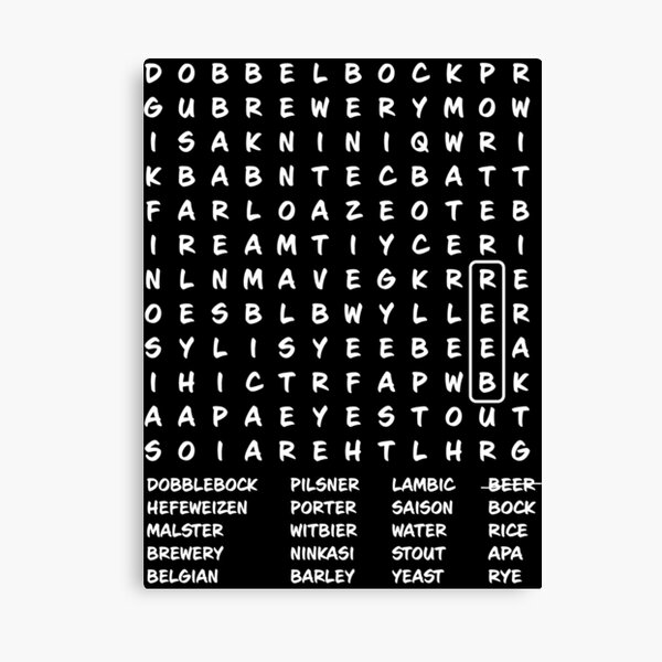 Beer Crossword White Canvas Print