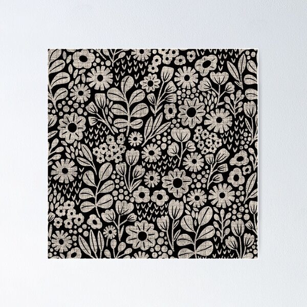 Aperçu de l'œuvre Jardin des papillons - texturé noir et blanc créée et vendue par Trine Tollefsen.