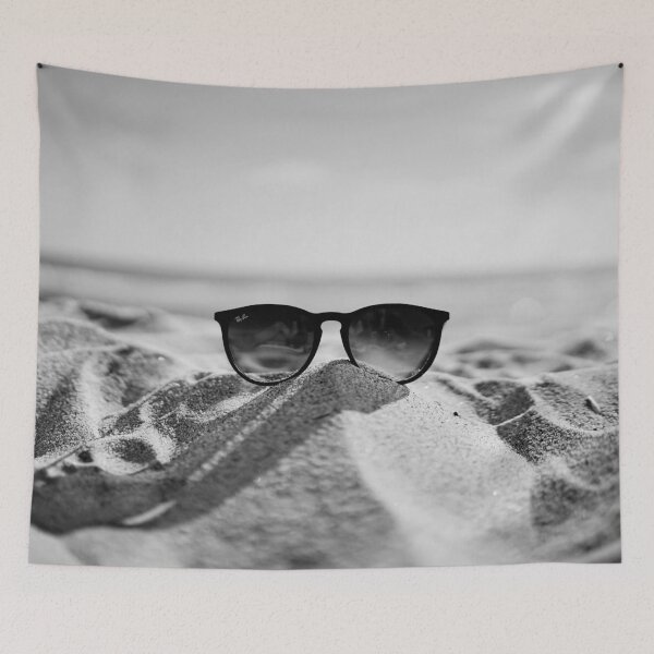 Item preview, Beach and Sunglasses, Sunglasses, Beach, Black and White designed and sold by Magic Love Art Print.