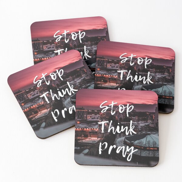 Item preview, City Scape in Red Sunset | Stop, Think, & Pray designed and sold by AdoptKM.