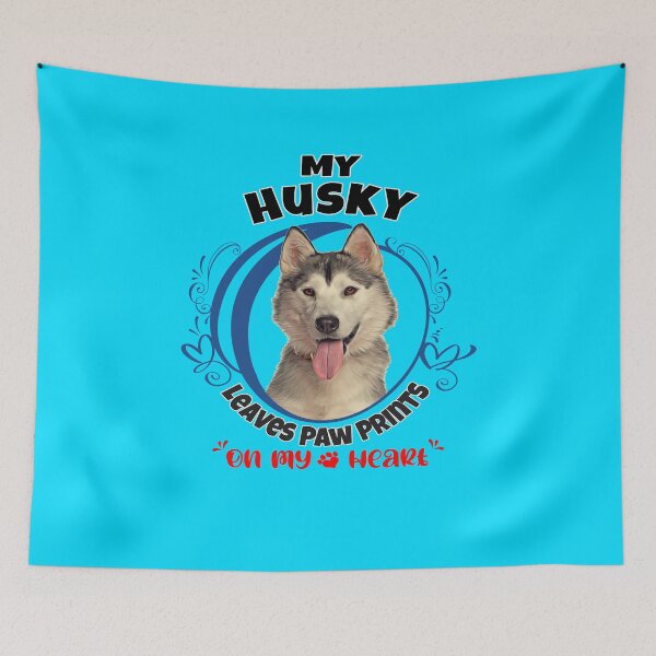 Item preview, Diseño de huellas de patas del dueño de un perro husky en mi corazón designed and sold by fantasticdesign.