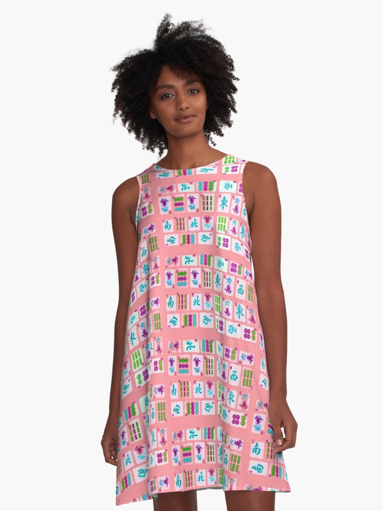 Thumbnail 1 of 4, A-Line Dress, Pink Tiles designed and sold by John Davis.