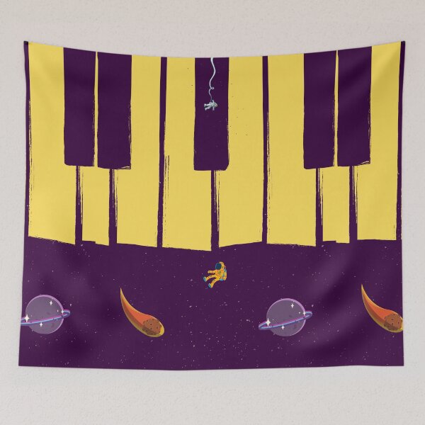 Item preview, Cosmic Music Art, Galaxy Piano Astronauts, Suitable For Kids designed and sold by SpiralStairShop.