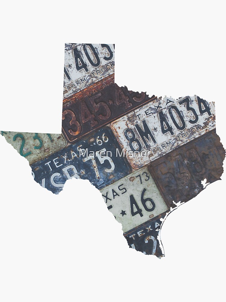 "Vintage Texas License Plates" Sticker for Sale by marenmisner Redbubble