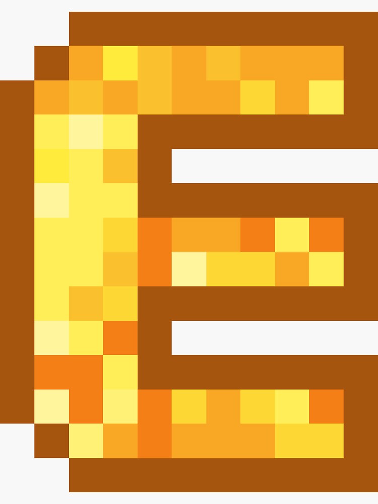 "Letter Art Yellow Gold Retro Pixel Pattern - E" Sticker For Sale By ...