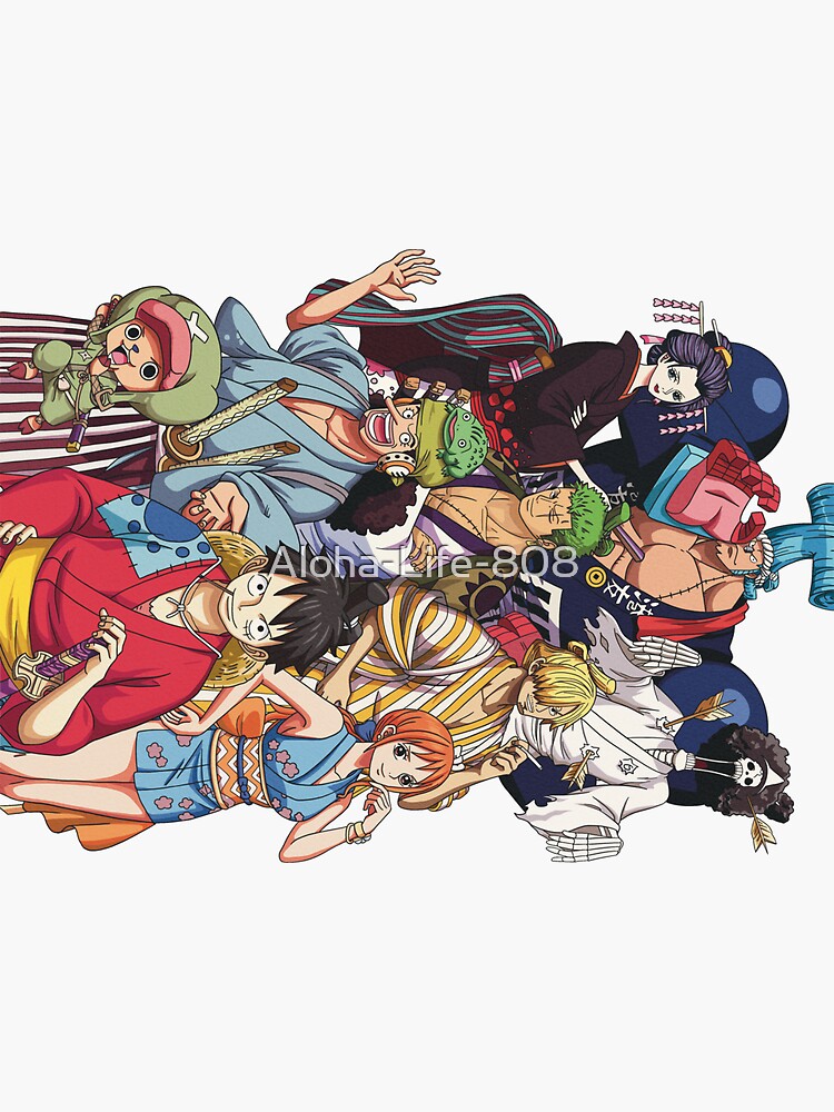 "Straw Hat Crew Wano Gear ( Full size Throw) " Sticker by AlohaLife