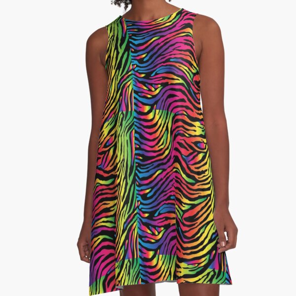 NEON ANIMAL  ZEBRA PRINT A-Line Dress