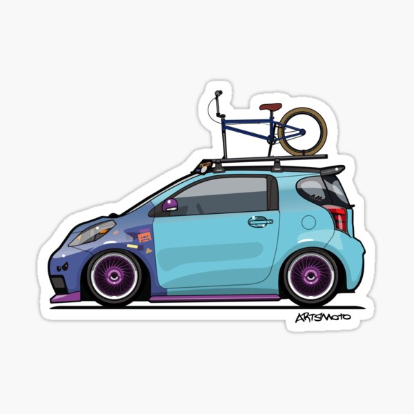 Slammed Toyota Scion iQ With BMX Bike Sticker